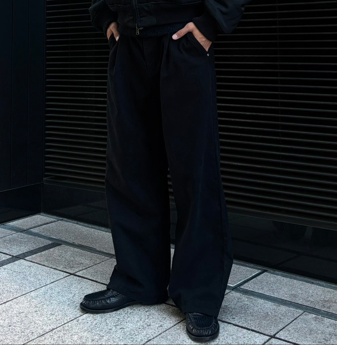 ワンタック　ワイド　コットンパンツ