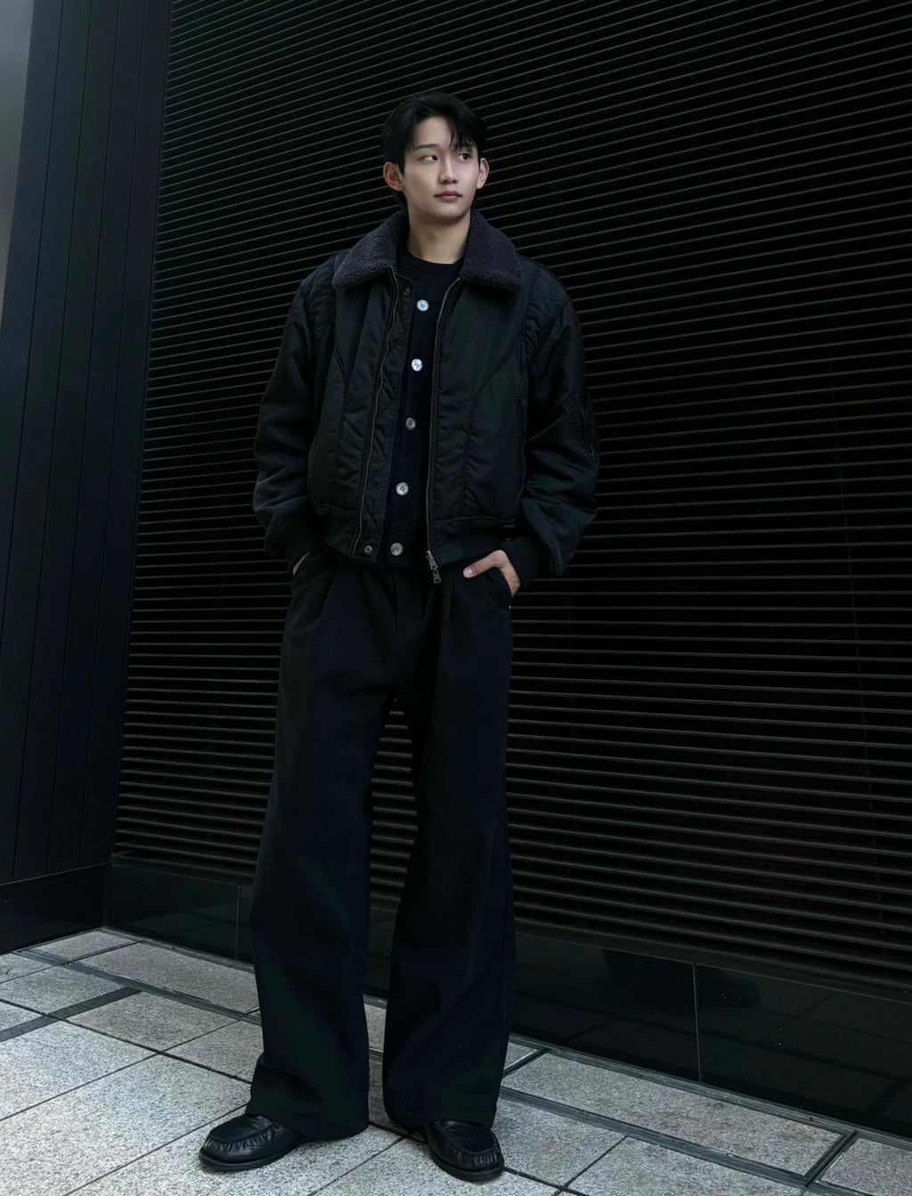 ワンタック　ワイド　コットンパンツ