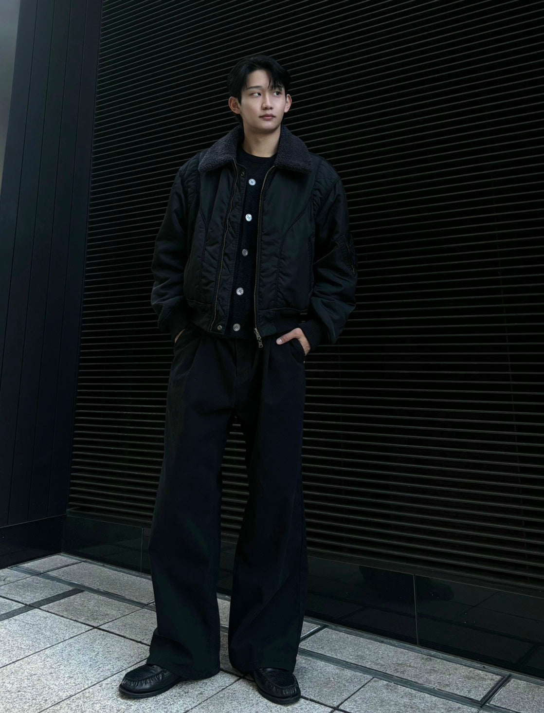 ワンタック　ワイド　コットンパンツ