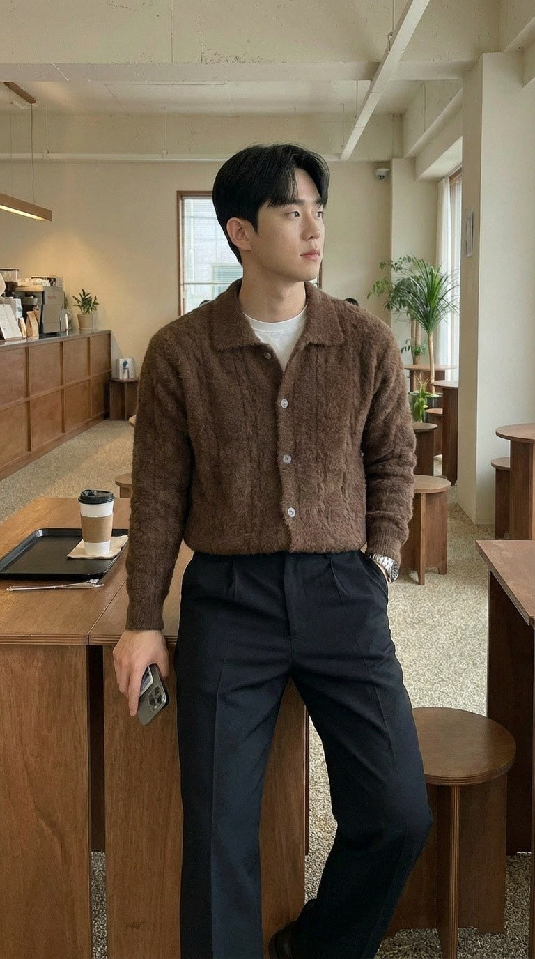 ケーブル アンゴラ カーディガン