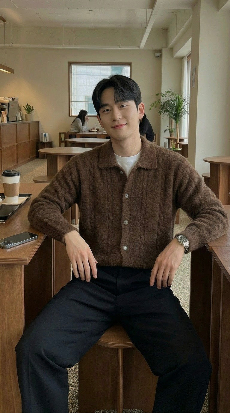 ケーブル アンゴラ カーディガン