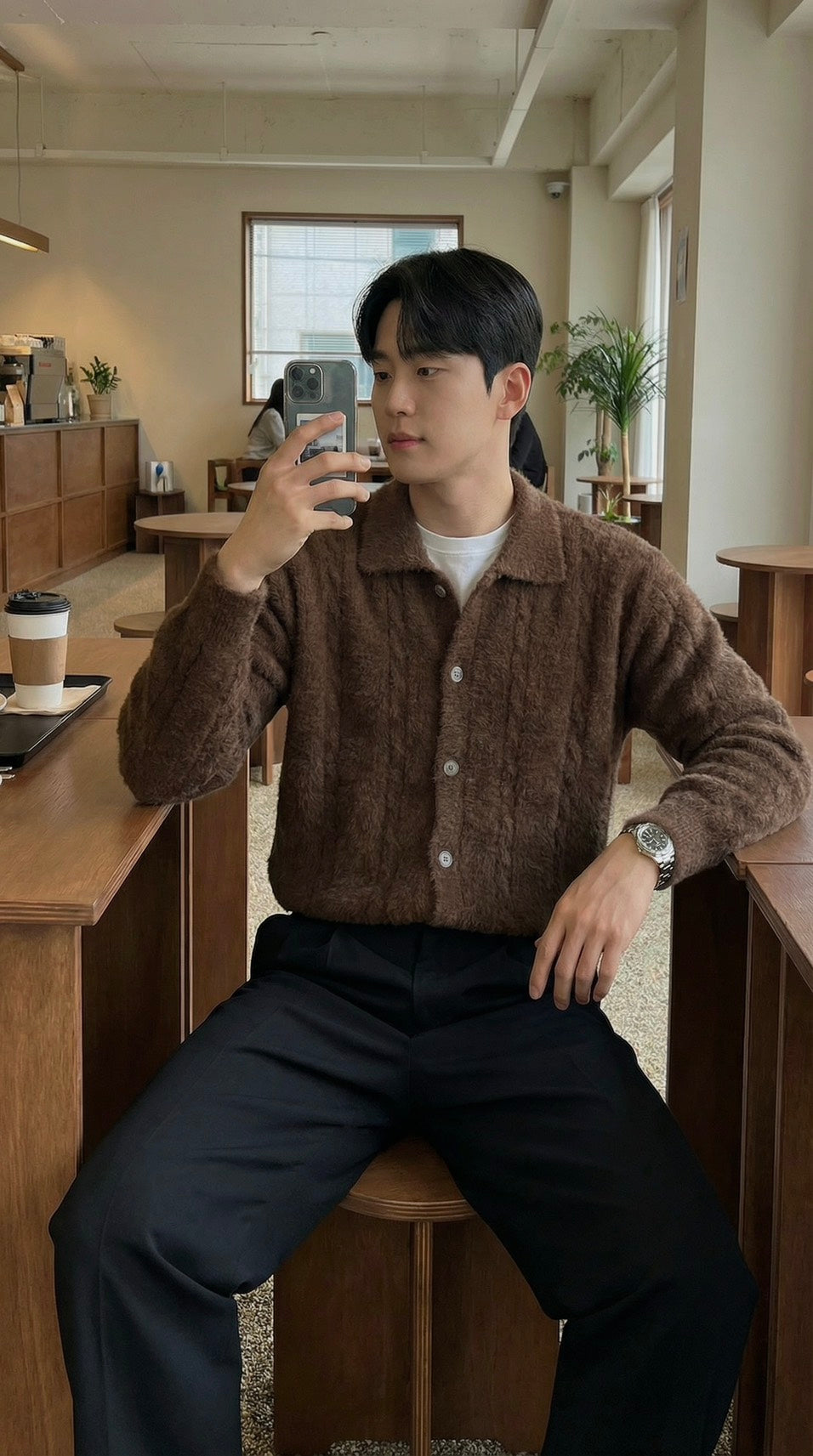 ケーブル アンゴラ カーディガン