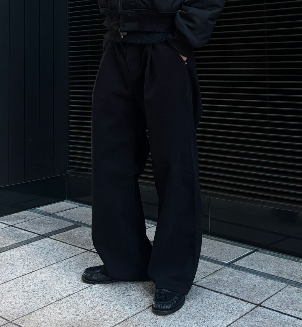 ワンタック　ワイド　コットンパンツ