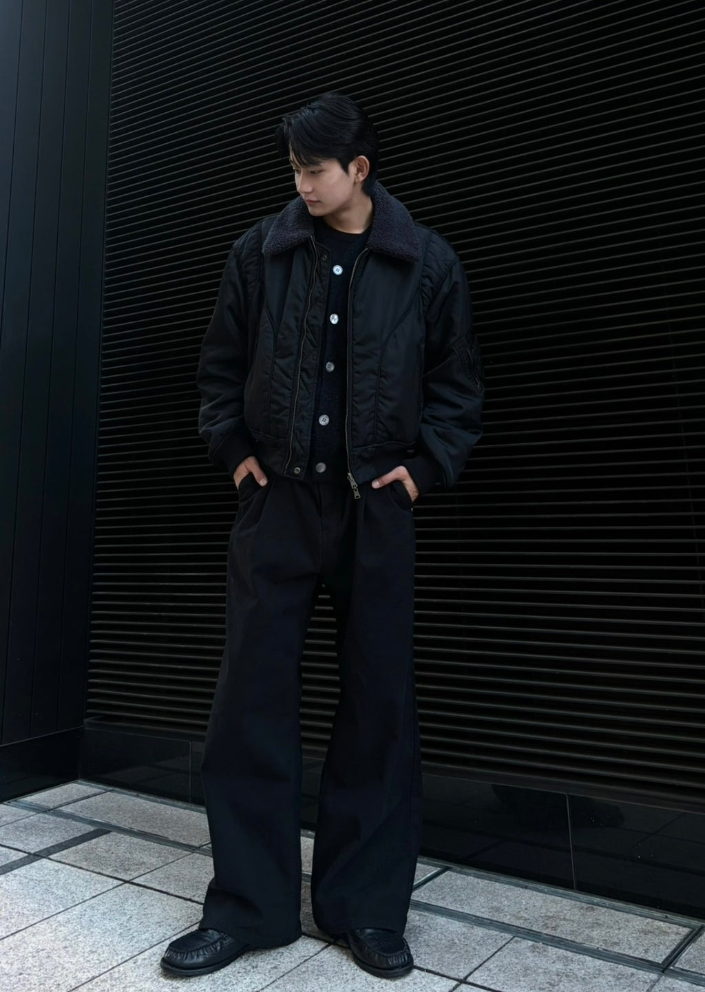 ワンタック　ワイド　コットンパンツ